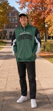 Michigan State Spartans G-III Men’s M Varsity Track Jacket Green Full Zip